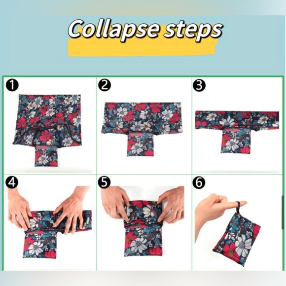 Polyester Large Foldable Portable Shopping Bag / Large Capacity Tote Bag Flowers - Picture 7 of 8